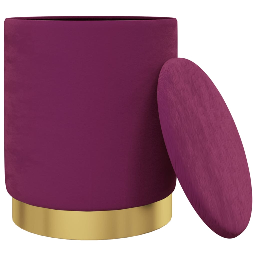 Sgabello Rotondo con Contenitore Viola in Velluto 31 x 37 cm