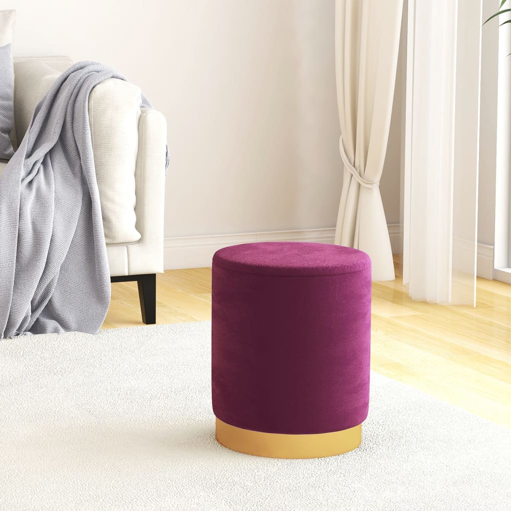 Sgabello Rotondo con Contenitore Viola in Velluto 31 x 37 cm