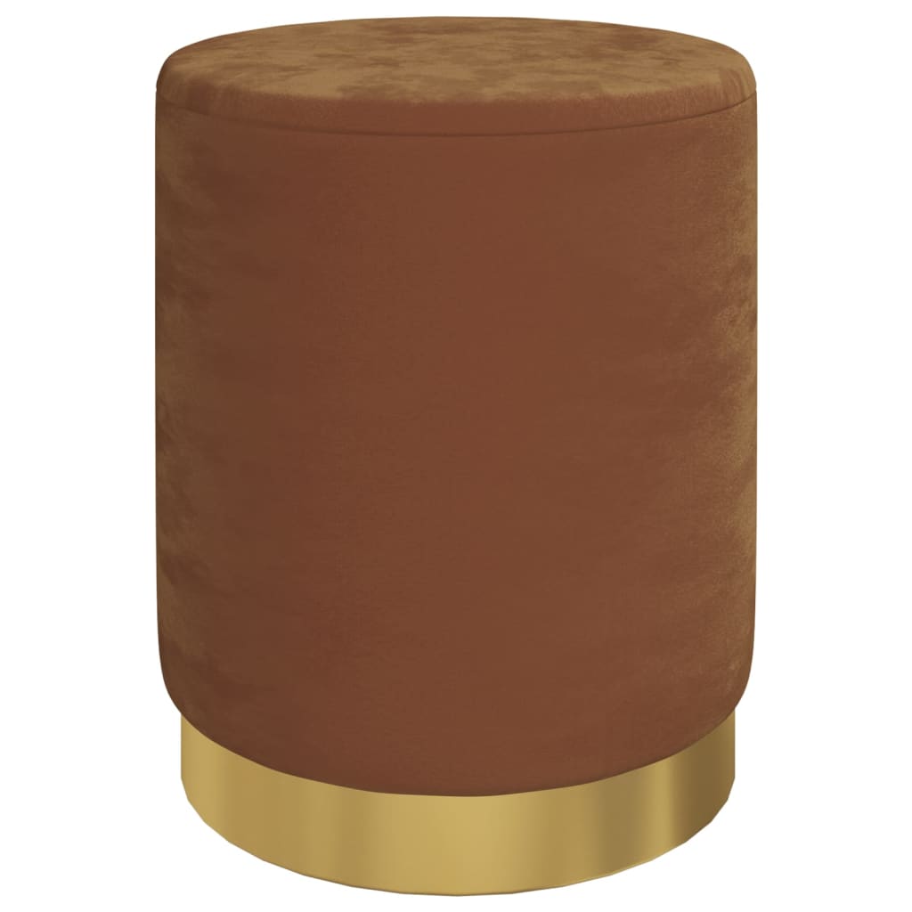 Sgabello Rotondo con Contenitore Marrone in Velluto 31 x 37 cm