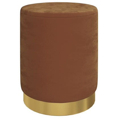 Sgabello Rotondo con Contenitore Marrone in Velluto 31 x 37 cm