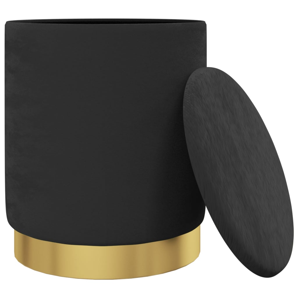 Sgabello Rotondo con Contenitore Nero in Velluto 31 x 37 cm