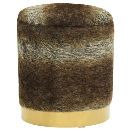 Sgabello Rotondo con Contenitore Colore Misto in Peluche 31 x 37 cm