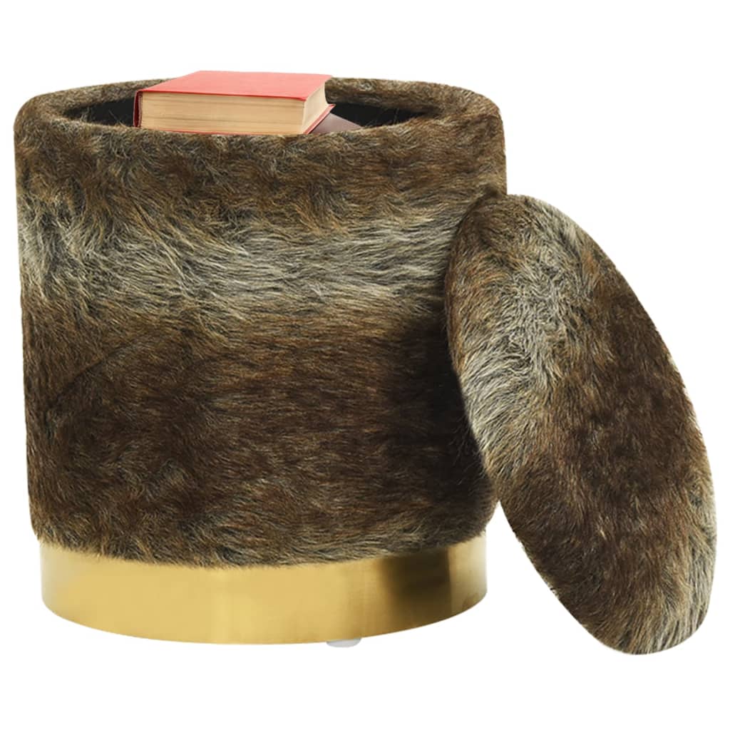Sgabello Rotondo con Contenitore Colore Misto in Peluche 31 x 37 cm