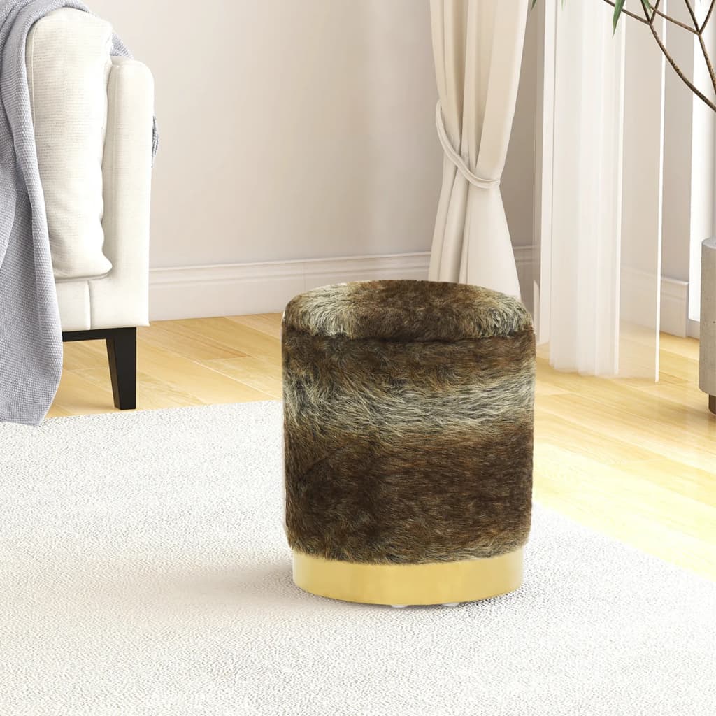 Sgabello Rotondo con Contenitore Colore Misto in Peluche 31 x 37 cm