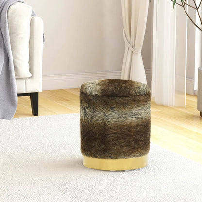 Sgabello Rotondo con Contenitore Colore Misto in Peluche 31 x 37 cm