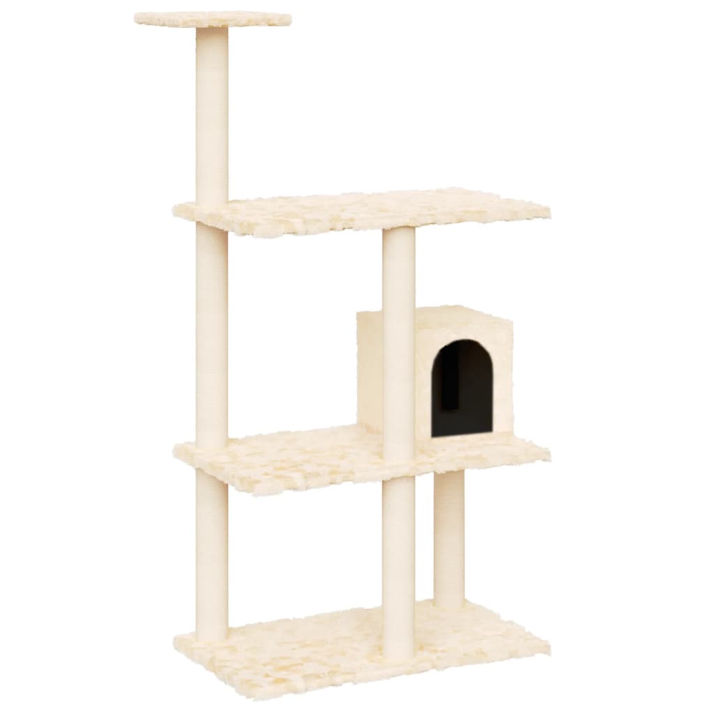 Albero per Gatti con Tiragraffi in Sisal Crema 119 cm