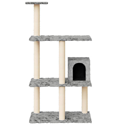 Albero per Gatti con Tiragraffi in Sisal Grigio Chiaro 119 cm