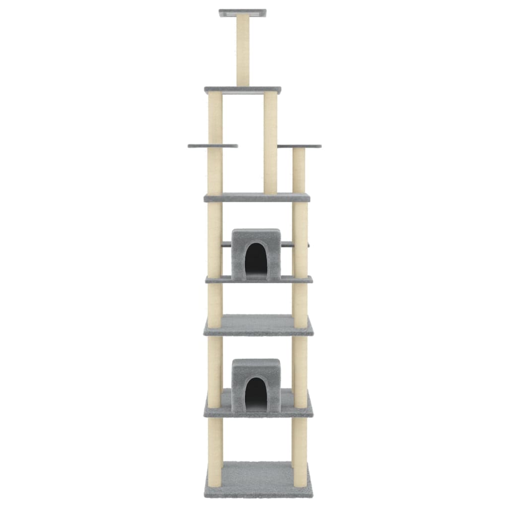Albero per Gatti con Tiragraffi in Sisal Grigio Chiaro 216 cm