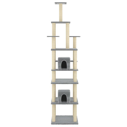 Albero per Gatti con Tiragraffi in Sisal Grigio Chiaro 216 cm