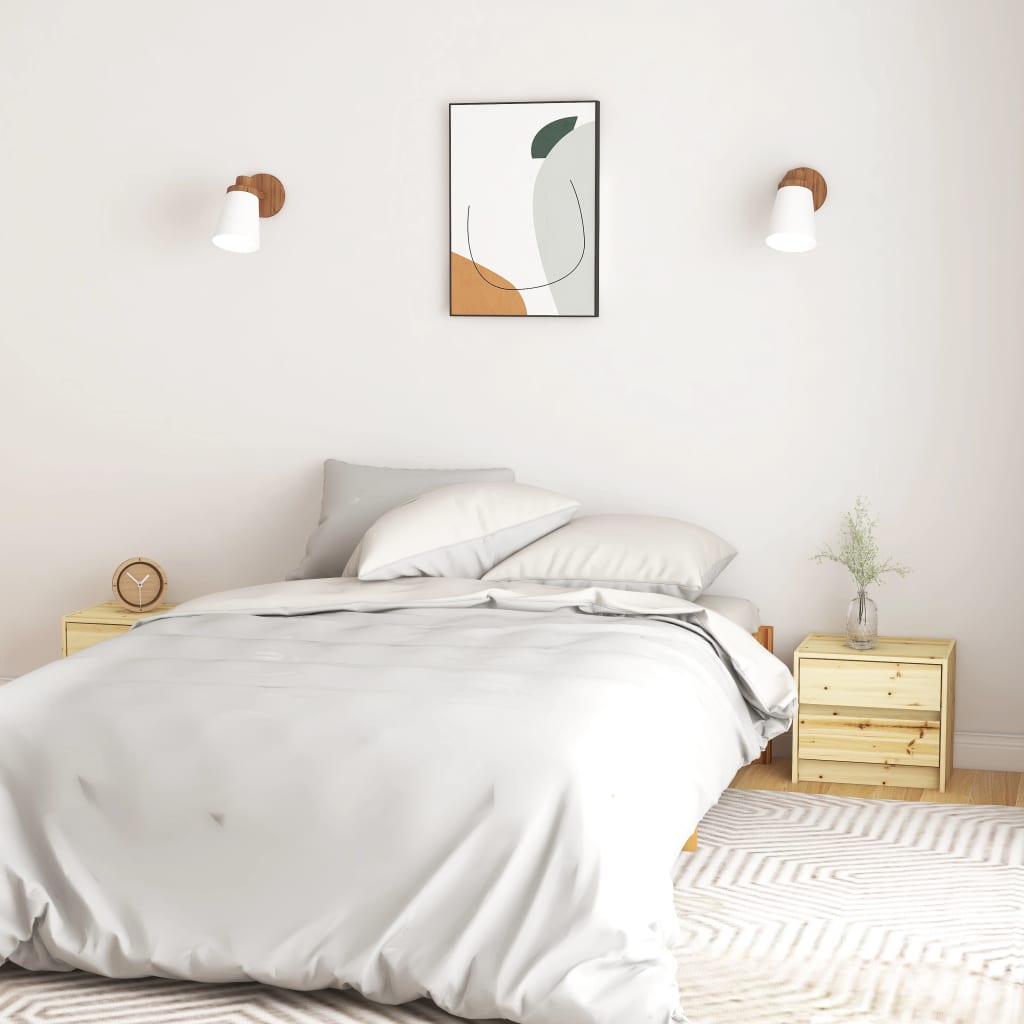 Comodini 2 pz 40x30,5x35,5 cm in Legno Massello di Abete