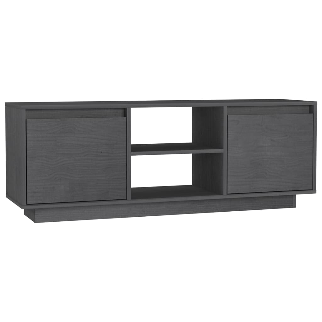 Mobile Porta TV Grigio 110x30x40 cm in Legno Massello di Pino
