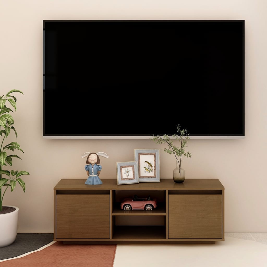 Mobile Porta TV Ambra 110x30x40 cm in Legno Massello di Pino