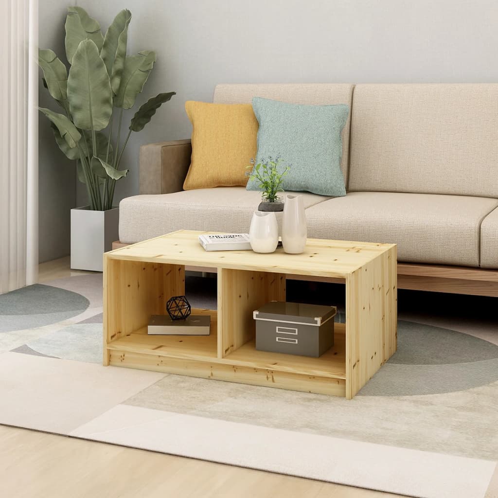 Tavolino da Salotto 75x50x33,5 cm in Legno Massello di Abete