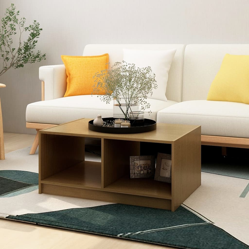 Tavolino da Salotto ambra 75x50x33,5 cm Legno Massello di Pino