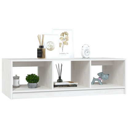 Tavolino da Salotto Bianco 110x50x34 cm Legno Massello di Pino