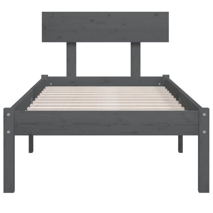Giroletto Grigio in Legno Massello di Pino 90x190 cm Single