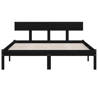 Giroletto Nero in Legno Massello di Pino 160x200 cm
