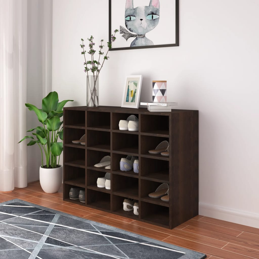 Scarpiera in Legno Multistrato 92x30x67,5 cm Rovere Fumo