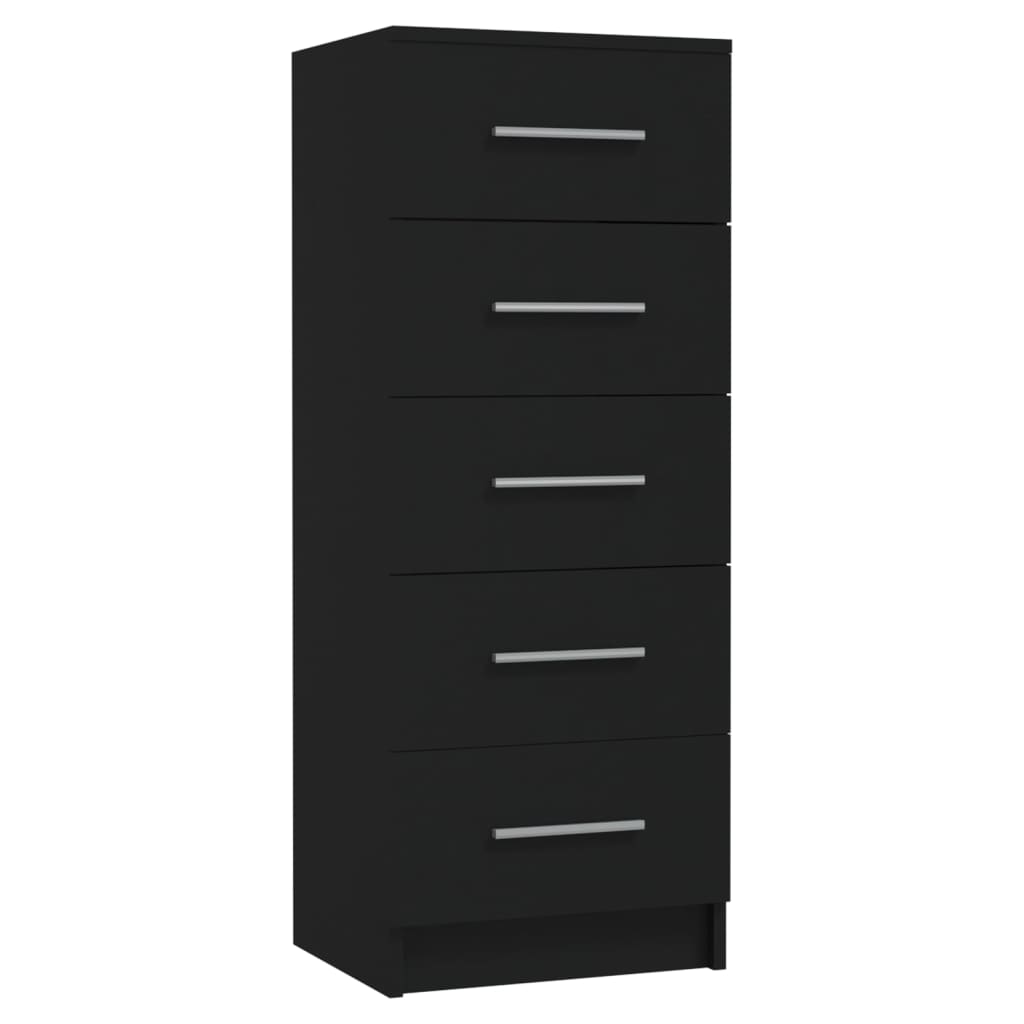 Cassettiera Alta Nera 41x35x106 cm in Legno Multistrato