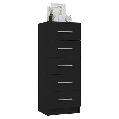 Cassettiera Alta Nera 41x35x106 cm in Legno Multistrato