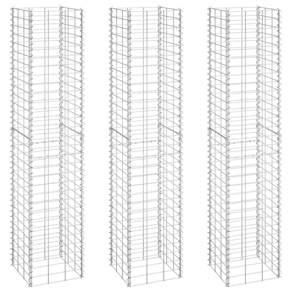 Fioriere Rialzate a Gabbione 3 pz 30x30x150 cm in Ferro