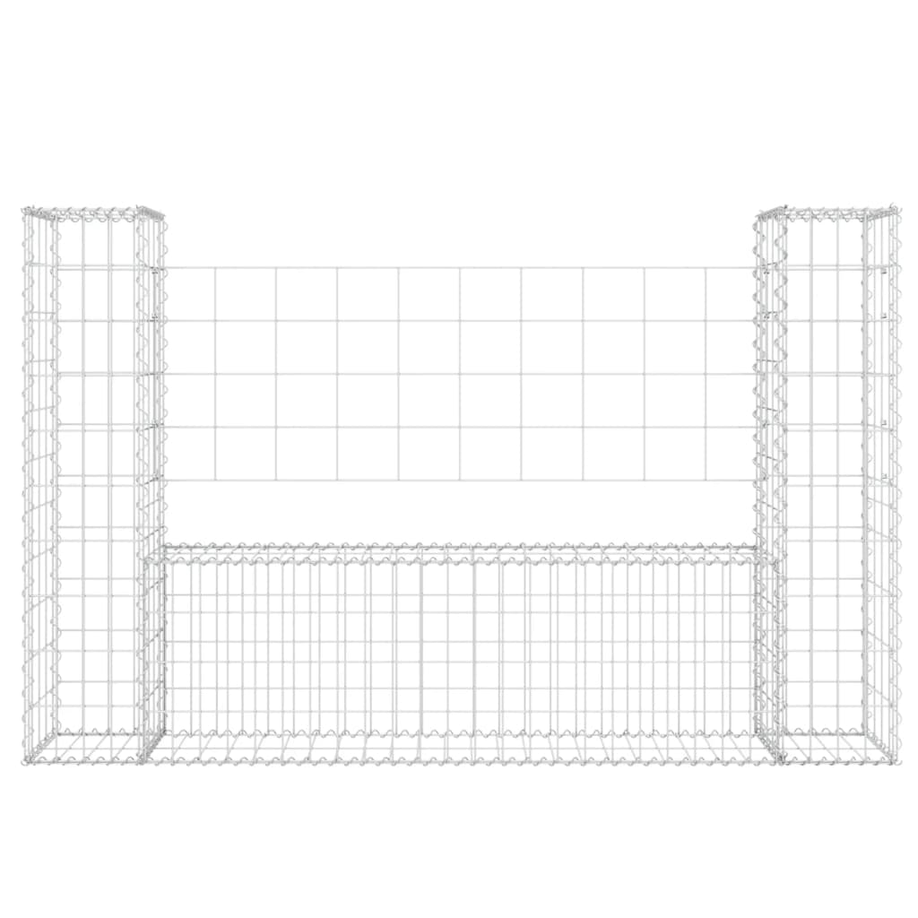 Cesto Gabbione a U con 2 Pali in Ferro 140x20x100 cm