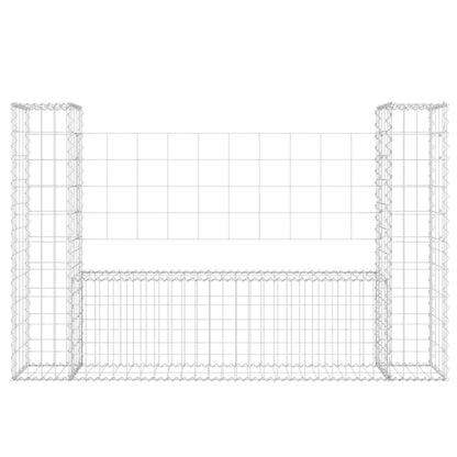 Cesto Gabbione a U con 2 Pali in Ferro 140x20x100 cm