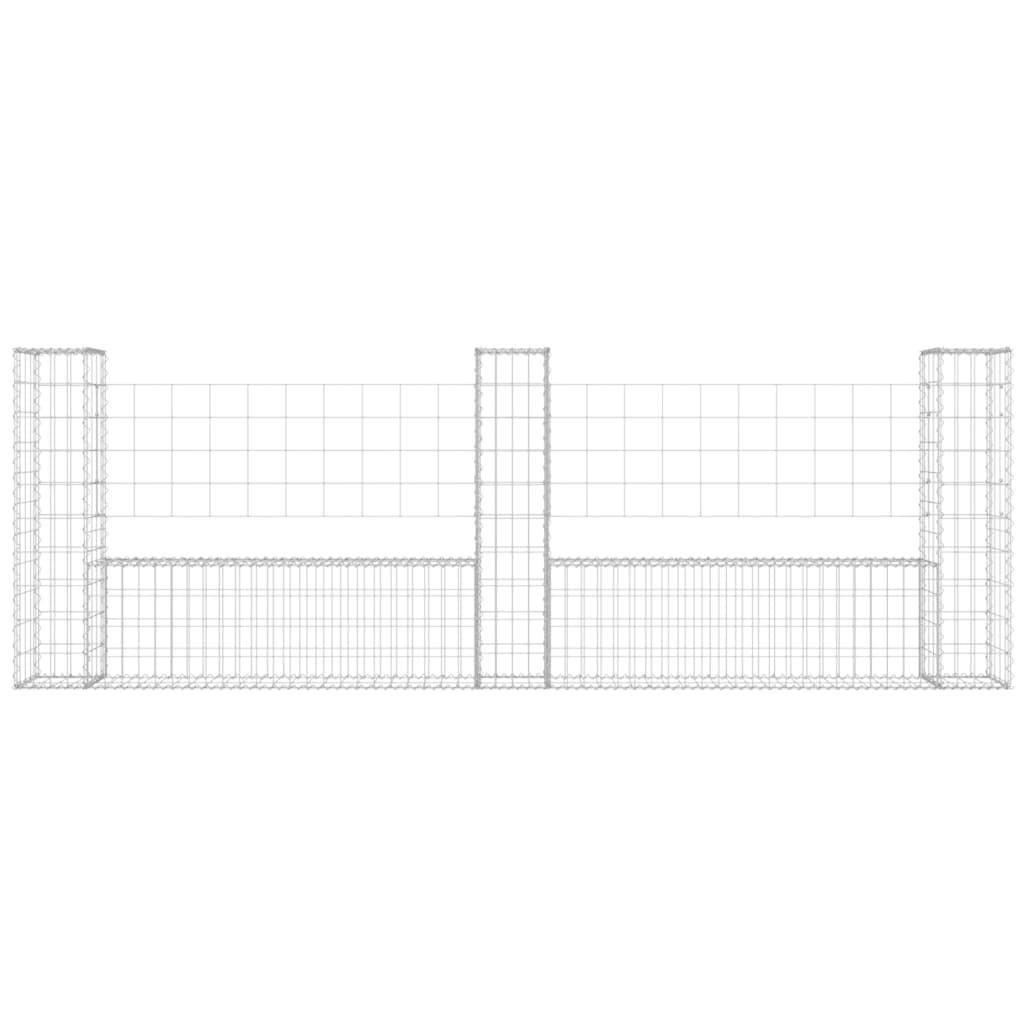 Cesto Gabbione a U con 3 Pali in Ferro 260x20x100 cm