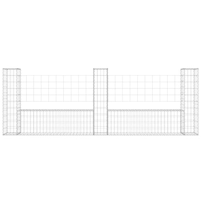 Cesto Gabbione a U con 3 Pali in Ferro 260x20x100 cm