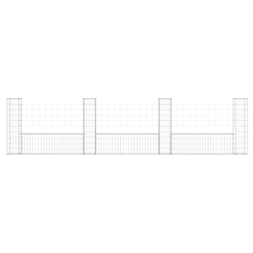 Cesto Gabbione a U con 4 Pali in Ferro 380x20x100 cm