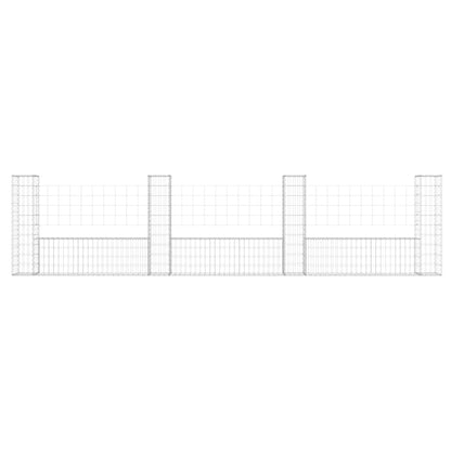 Cesto Gabbione a U con 4 Pali in Ferro 380x20x100 cm