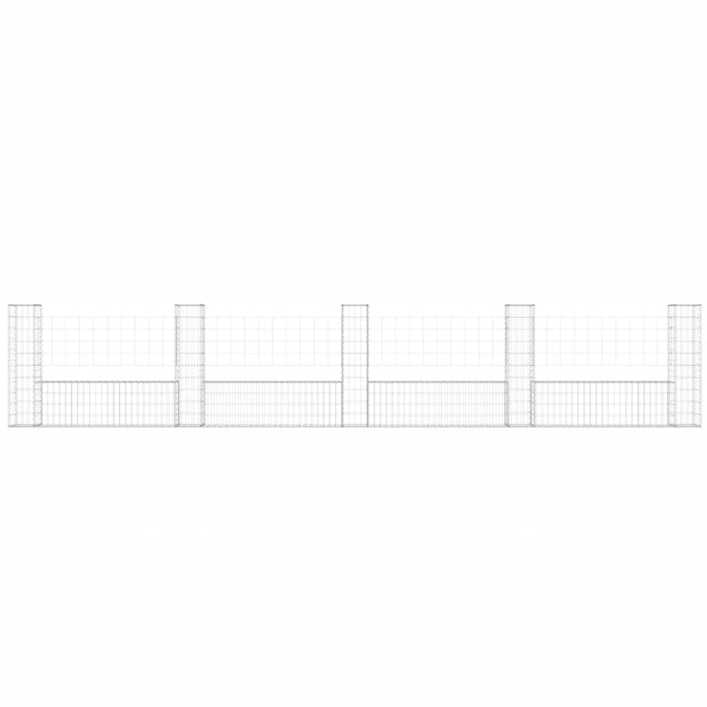 Cesto Gabbione a U con 5 Pali in Ferro 500x20x100 cm
