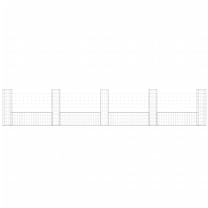 Cesto Gabbione a U con 5 Pali in Ferro 500x20x100 cm