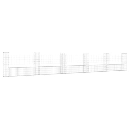 Cesto Gabbione a U con 6 Pali in Ferro 620x20x100 cm