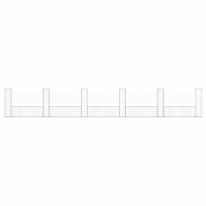 Cesto Gabbione a U con 6 Pali in Ferro 620x20x100 cm