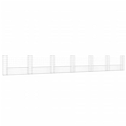 Cesto Gabbione a U con 7 Pali in Ferro 740x20x100 cm