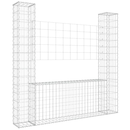 Gabbione a U con 2 Pali in Ferro 140x20x150 cm