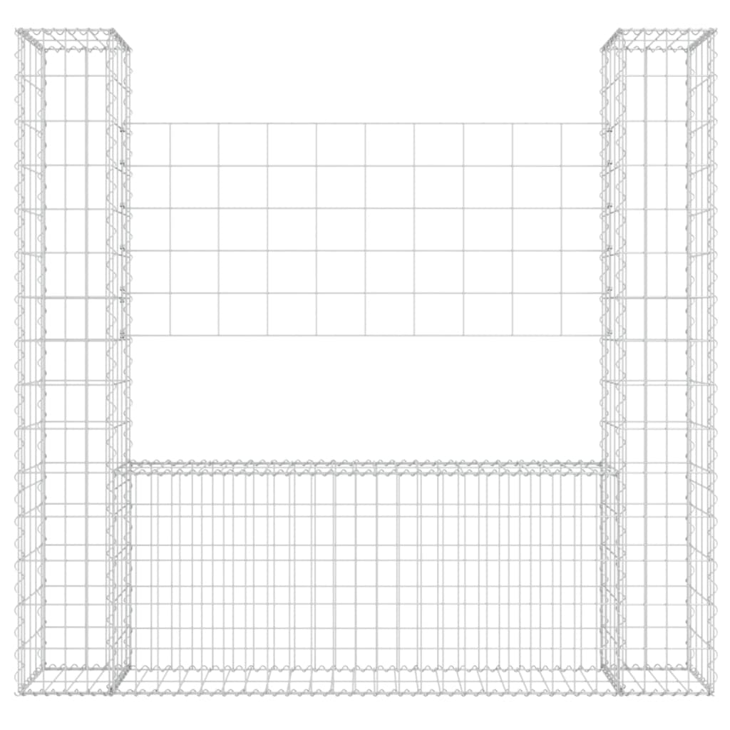 Gabbione a U con 2 Pali in Ferro 140x20x150 cm