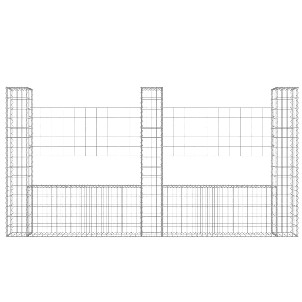 Cesto Gabbione a U con 3 Pali in Ferro 260x20x150 cm