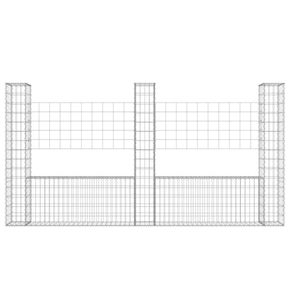 Cesto Gabbione a U con 3 Pali in Ferro 260x20x150 cm
