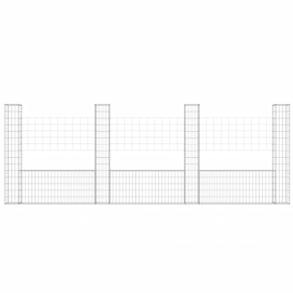 Cesto Gabbione a U con 4 Pali in Ferro 380x20x150 cm