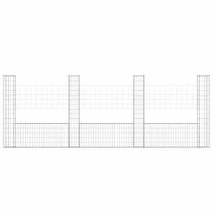 Cesto Gabbione a U con 4 Pali in Ferro 380x20x150 cm