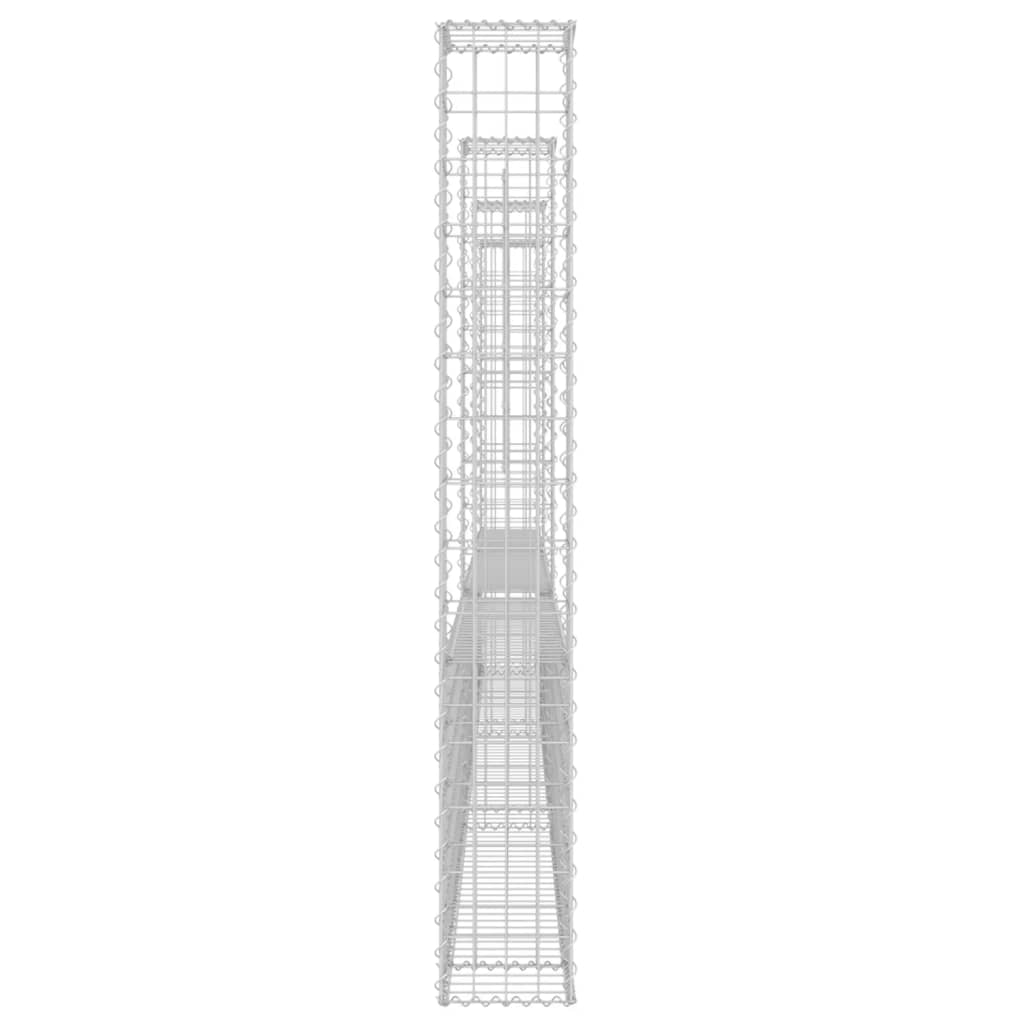 Cesto Gabbione a U con 4 Pali in Ferro 380x20x150 cm