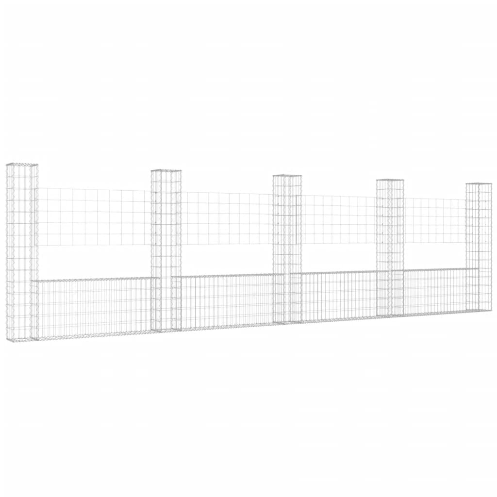 Cesto Gabbione a U con 5 Pali in Ferro 500x20x150 cm