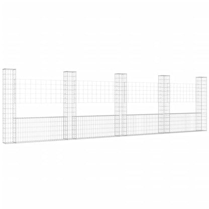 Cesto Gabbione a U con 5 Pali in Ferro 500x20x150 cm