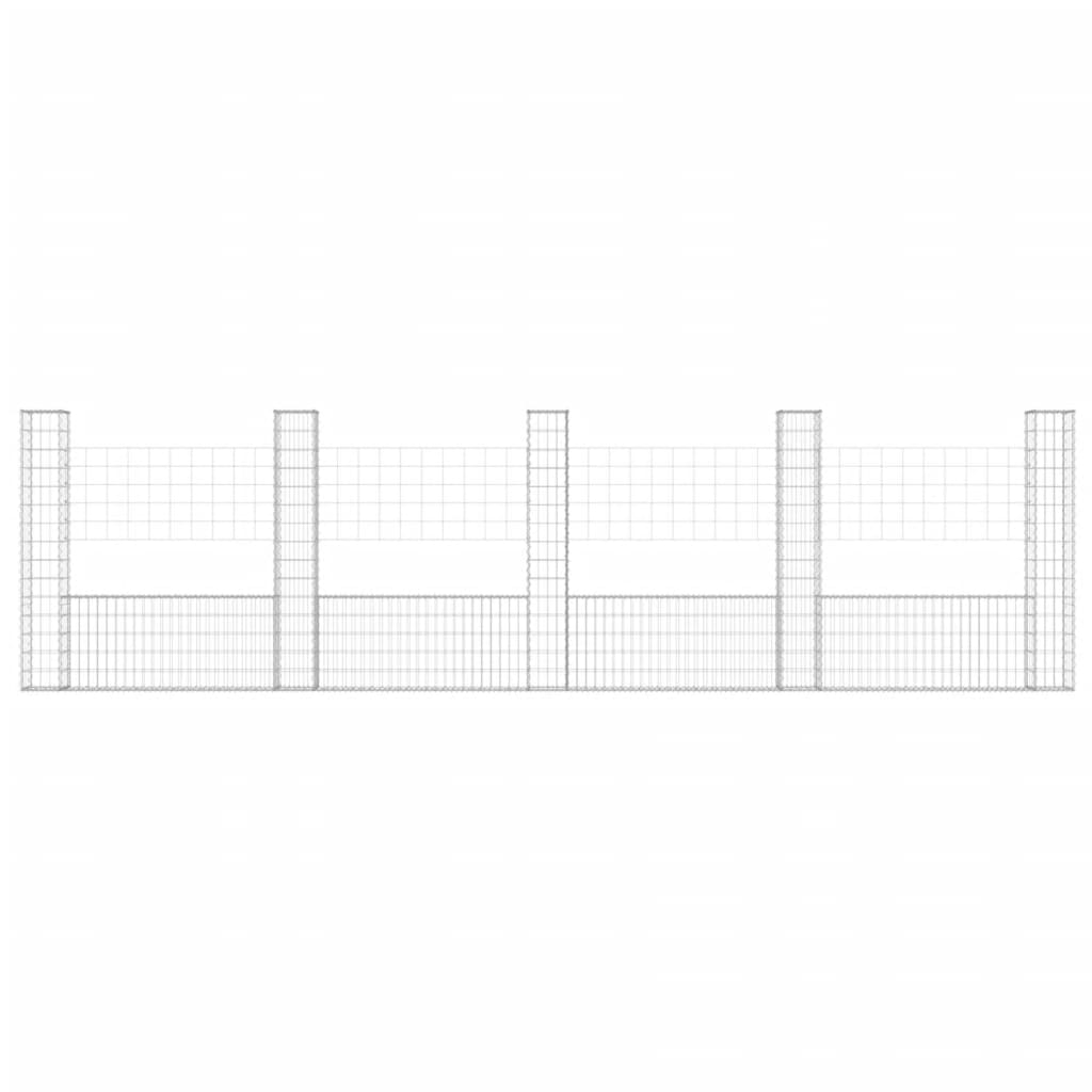 Cesto Gabbione a U con 5 Pali in Ferro 500x20x150 cm