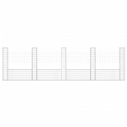 Cesto Gabbione a U con 5 Pali in Ferro 500x20x150 cm