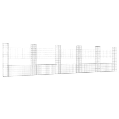 Cesto Gabbione a U con 6 Pali in Ferro 620x20x150 cm