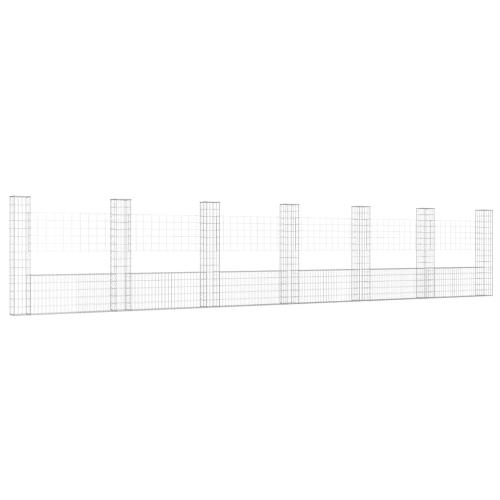 Gabbione a U con 7 Pali in Ferro 740x20x150 cm