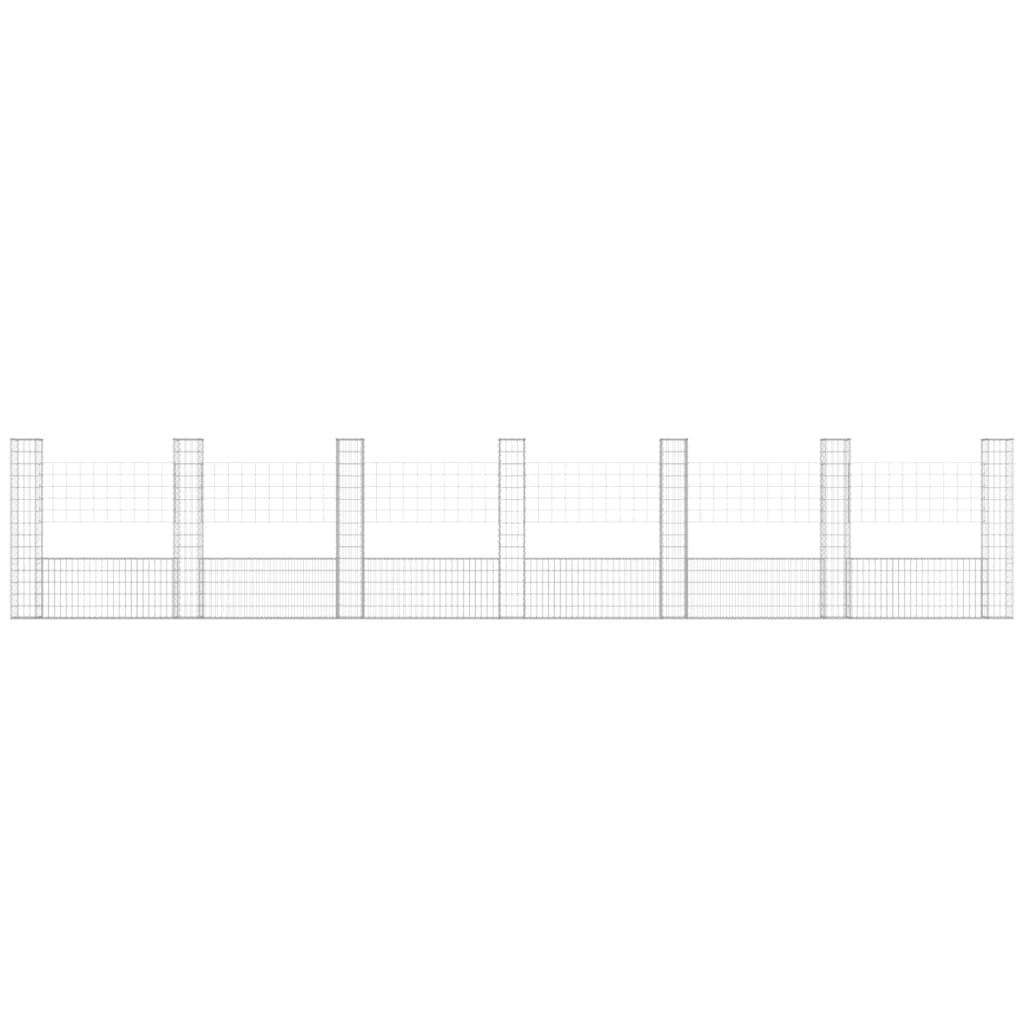Gabbione a U con 7 Pali in Ferro 740x20x150 cm